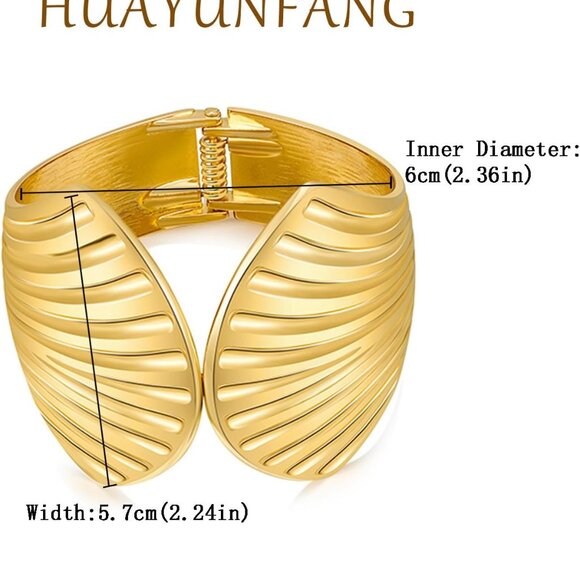 Chunky Gold Silver Seashell Bangle Bracelet for Women Beach Statement Jewelry - Picture 6 of 7